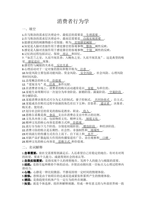 消费者行为学复习资料