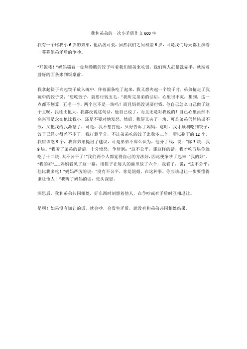 我和弟弟的一次小矛盾作文600字最新版