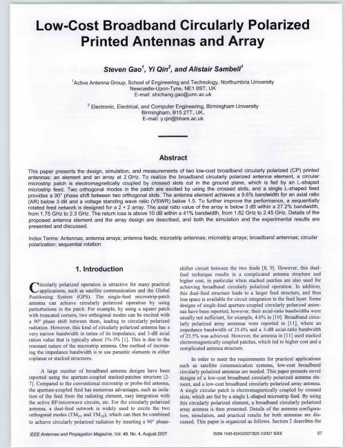 Low-cost broadband circularly polarized printed antennas and array