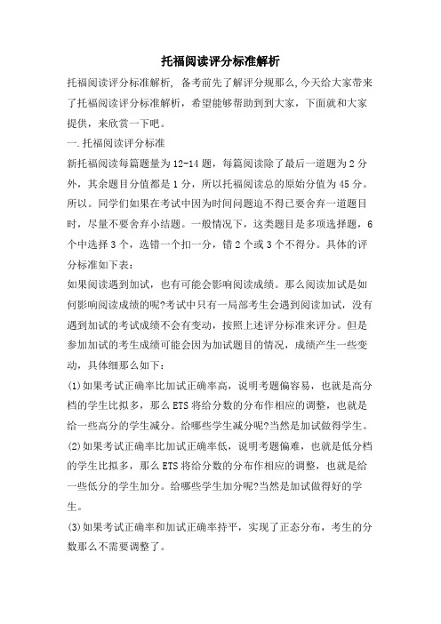 托福阅读评分标准解析