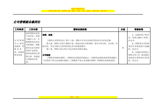 公司营销副总裁岗位---职位说明书