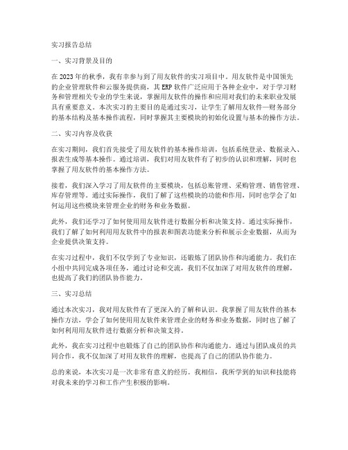 成都用友实习报告总结教师