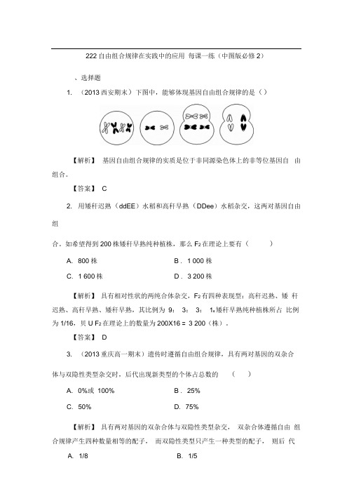 2.2.2自由组合规律在实践中的应用每课一练(中图版必修2)