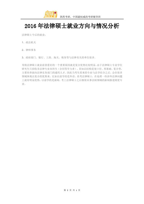 法硕就业方向与情况分析