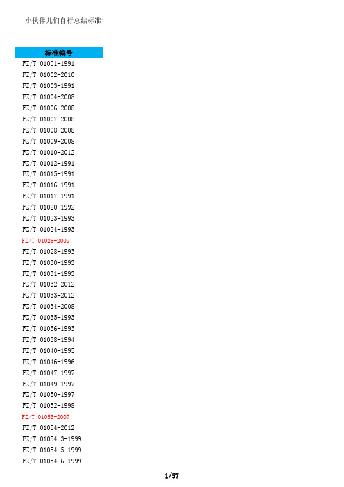 FZ纺织行业标准明细 2014-3-6 现行有效