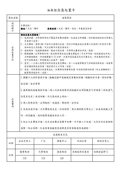 油库位应急处置卡