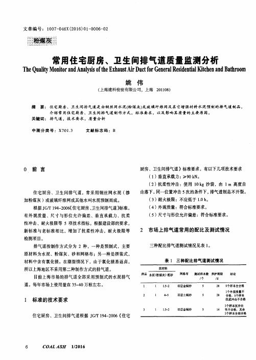 常用住宅厨房、卫生间排气道质量监测分析