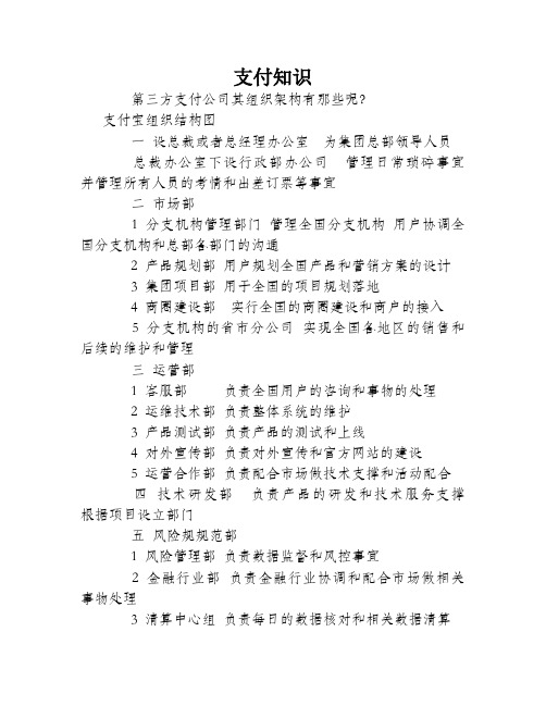 第三方支付公司的组织结构一般模式