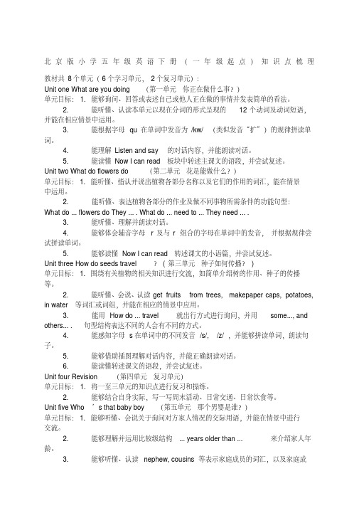 北京版小学五年级英语下册