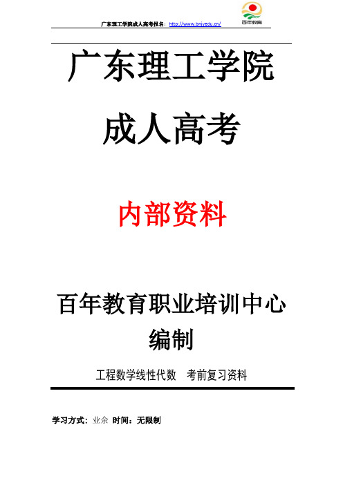 20年广东理工学院成人高考期末考试工程数学线性代数 复习资料