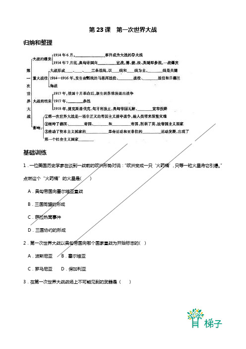 岳麓版 历史九年级上册  第23课 第一次世界大战