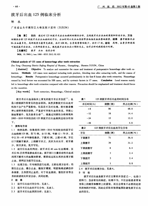 拔牙后出血125例临床分析