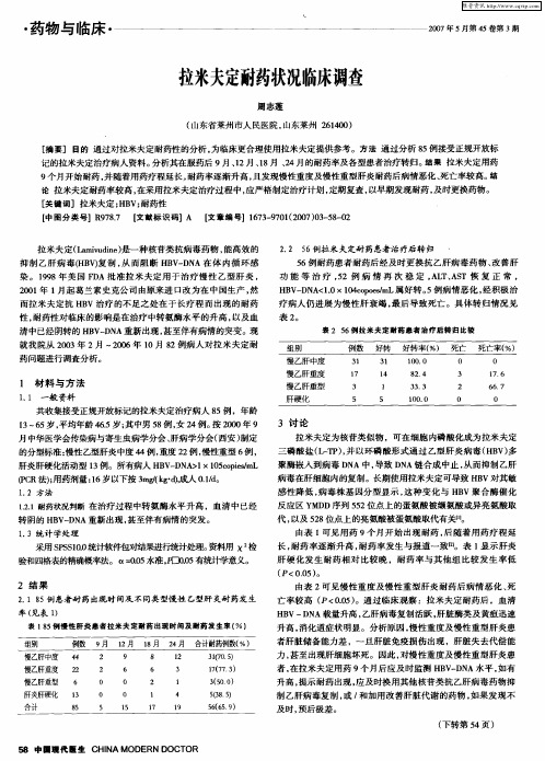 拉米夫定耐药状况临床调查