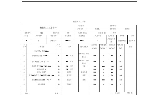 数控加工工序卡片