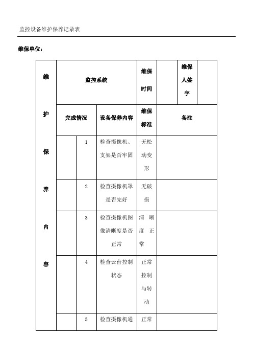 监控维保记录表