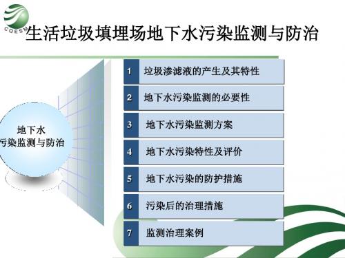 生活垃圾填埋场地下水污染监测与防治 共35页PPT资料