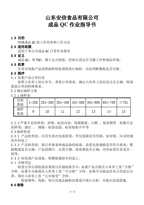 成品QC作业指导书