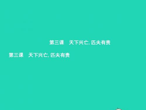 九年级政治全册 第一单元 历史启示录 3 天下兴亡,匹夫