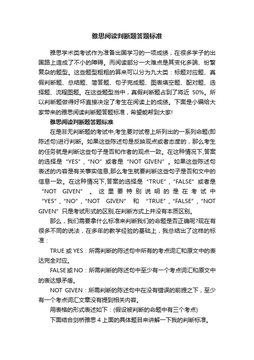 雅思阅读判断题答题标准