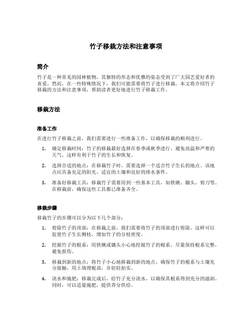 竹子移栽方法和注意事项