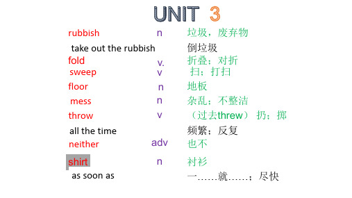 人教版英语八年级下unit3 单词和词组