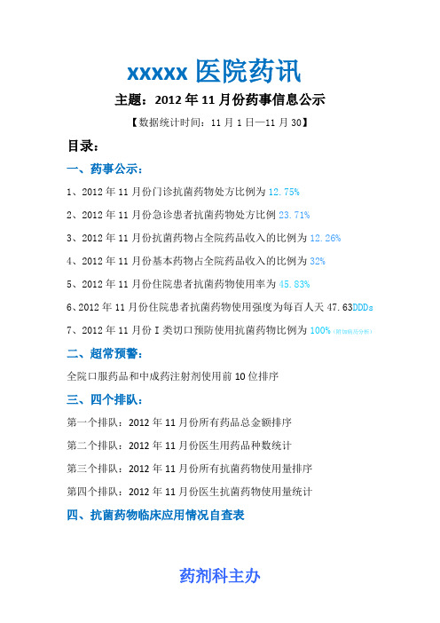 中医院11月份药讯