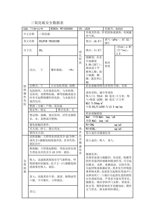 三氧化硫安全数据表