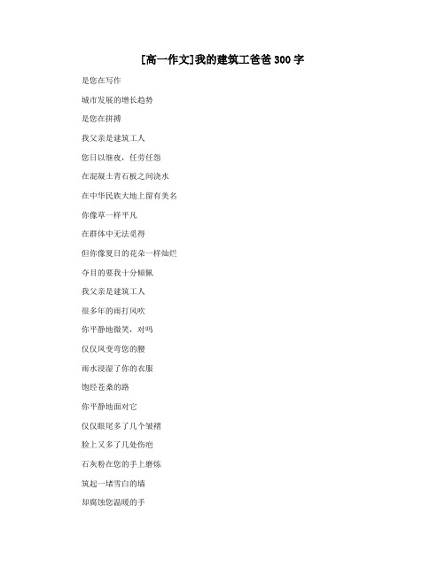 [高一作文]我的建筑工爸爸300字