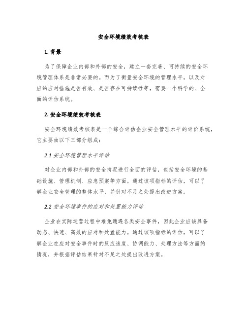 安全环境绩效考核表