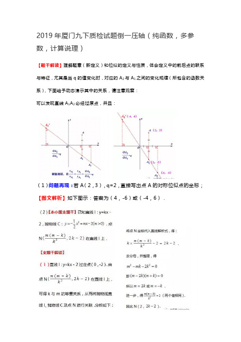 2019年厦门九下质检试题倒一压轴(图文解析