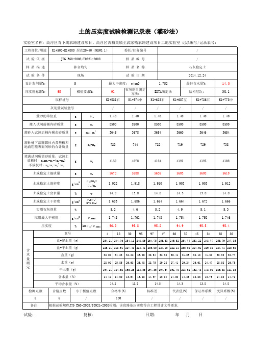 灰剂量、压实度 试验资料(完整公式)