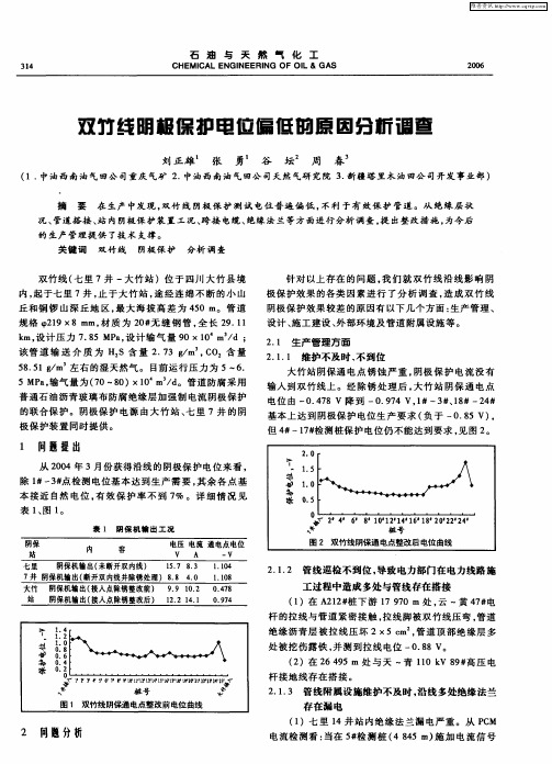 双竹线阴极保护电位偏低的原因分析调查