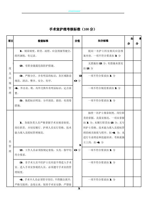 2017.12月修订版手术室护理质量考核标准