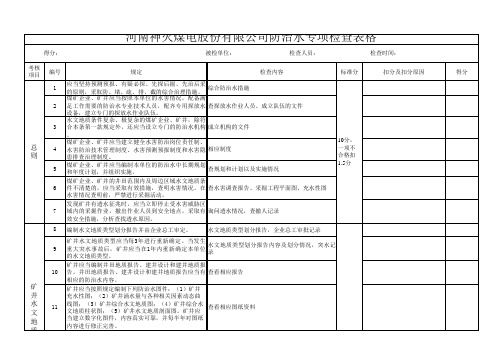 防治水专项检查表格