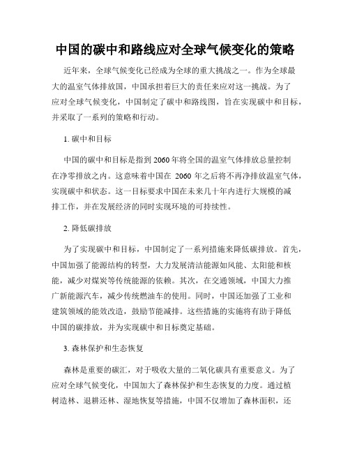 中国的碳中和路线应对全球气候变化的策略