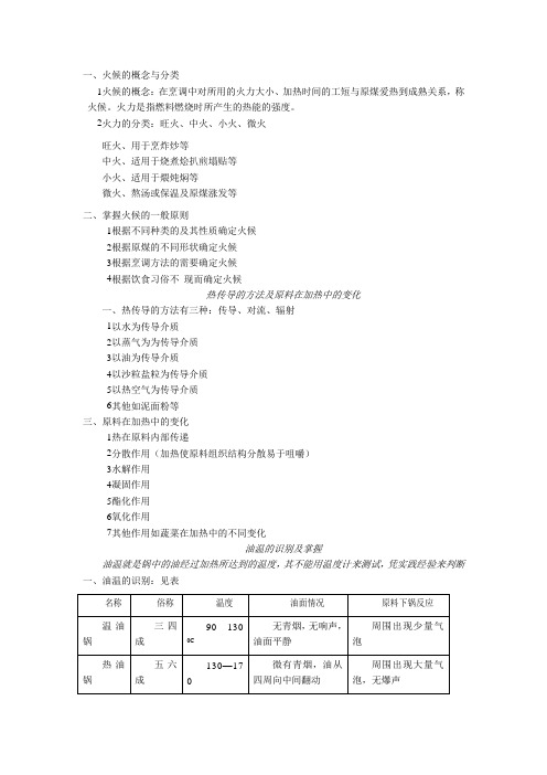 火候的分类及掌握火候的一般的原则