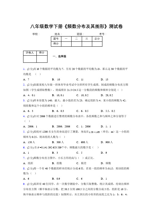 浙教版初中数学八年级下册第三章《频数分布及其图形》单元复习试题精选 (627)