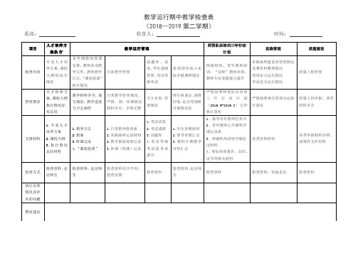 教学运行期中教学检查表