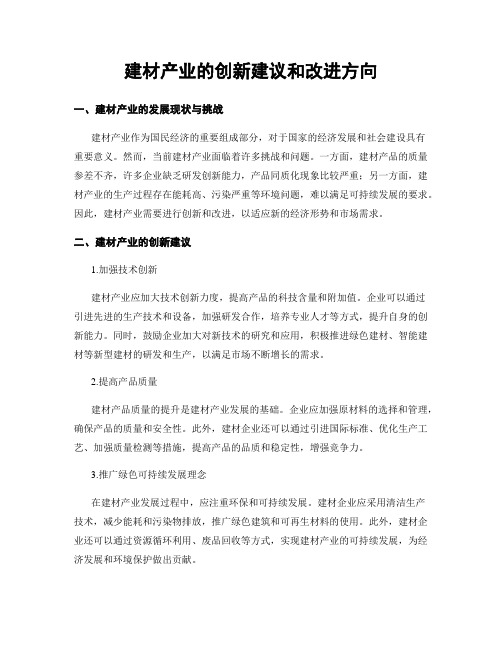 建材产业的创新建议和改进方向