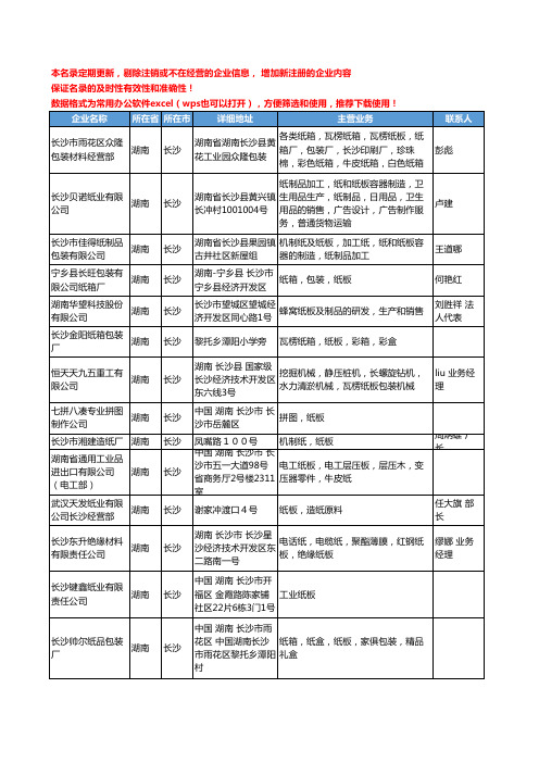 2020新版湖南省长沙纸板工商企业公司名录名单黄页大全57家