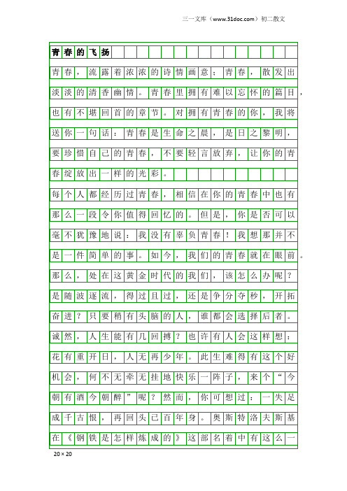 初二散文：青春的飞扬