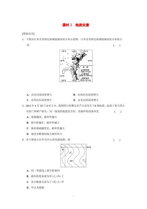 2013-2014高中地理 1.2.2 地质灾害每课一练 湘教版选修5