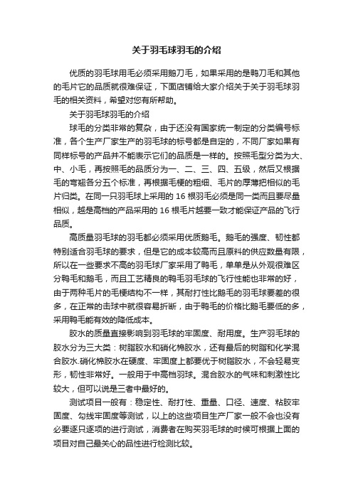 关于羽毛球羽毛的介绍