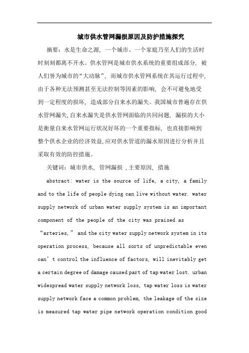 城市供水管网漏损原因及防护措施