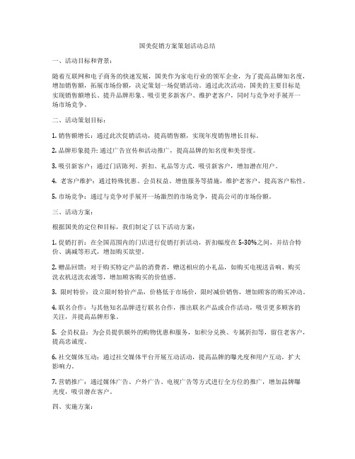 国美促销方案策划活动总结