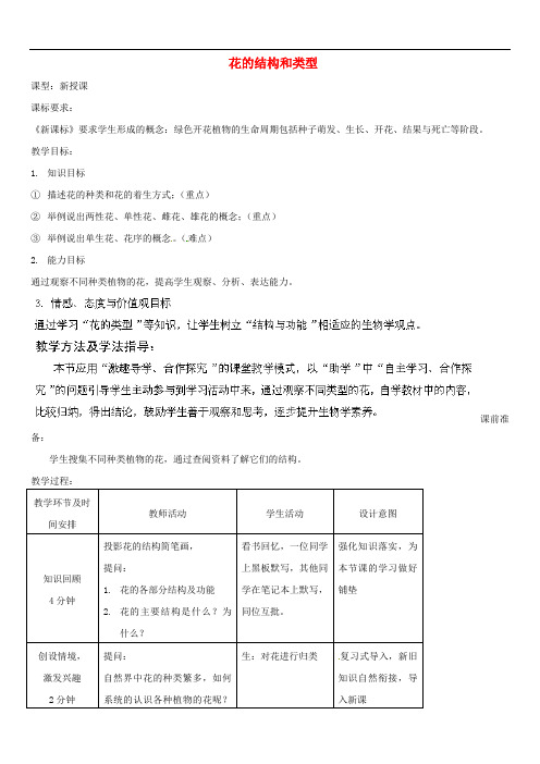 济南初中生物八上《1第1节 花的结构与类型》word教案 (2)