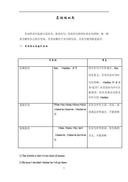 高中英语语法专项学案 名词性从句