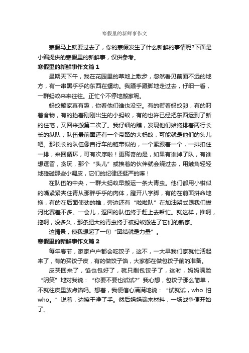 寒假里的新鲜事作文_作文500字_寒假作文_