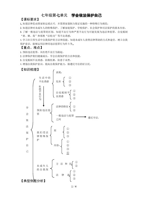 七级第七单元学会依法保护自己(复习)