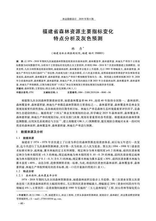 福建省森林资源主要指标变化特点分析及灰色预测